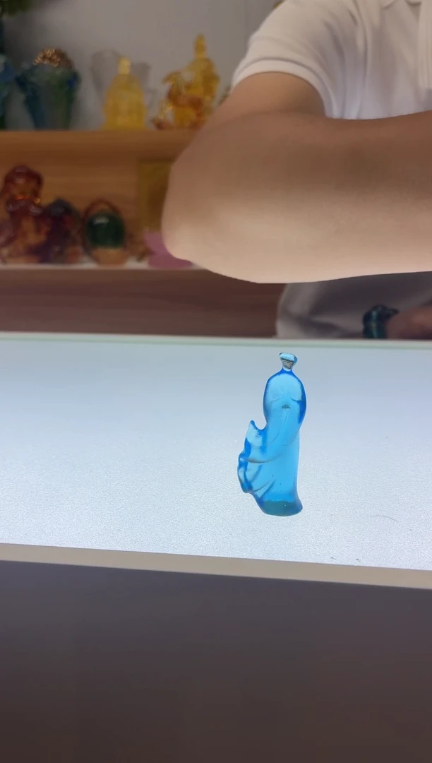 琉璃手工艺品古法琉璃无相茶宠蓝色