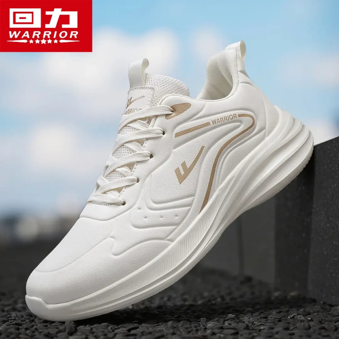 回力男鞋2025秋季新款轻便软底运动健身跑步鞋皮面防水防滑小白鞋