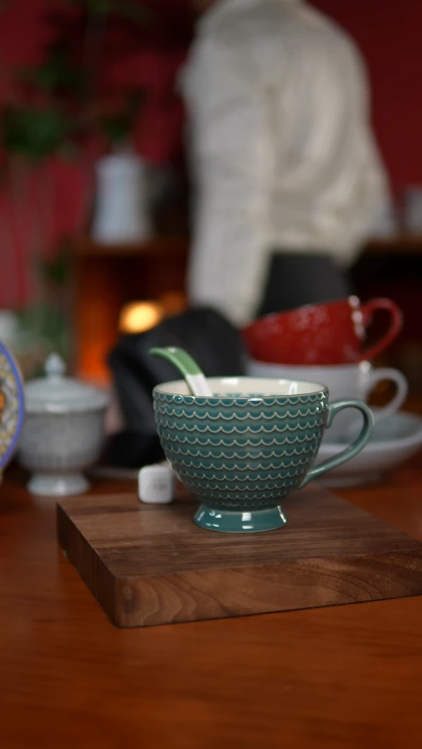 陶瓷A031 早餐杯带勺子