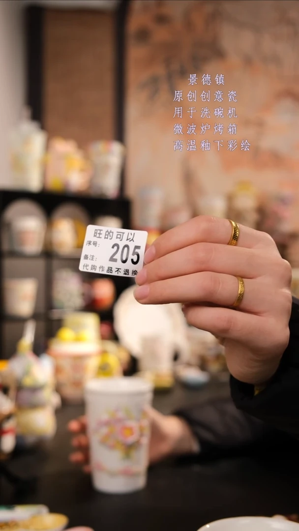 摆件陶J**e旺的可以陶瓷手工手绘设计师款