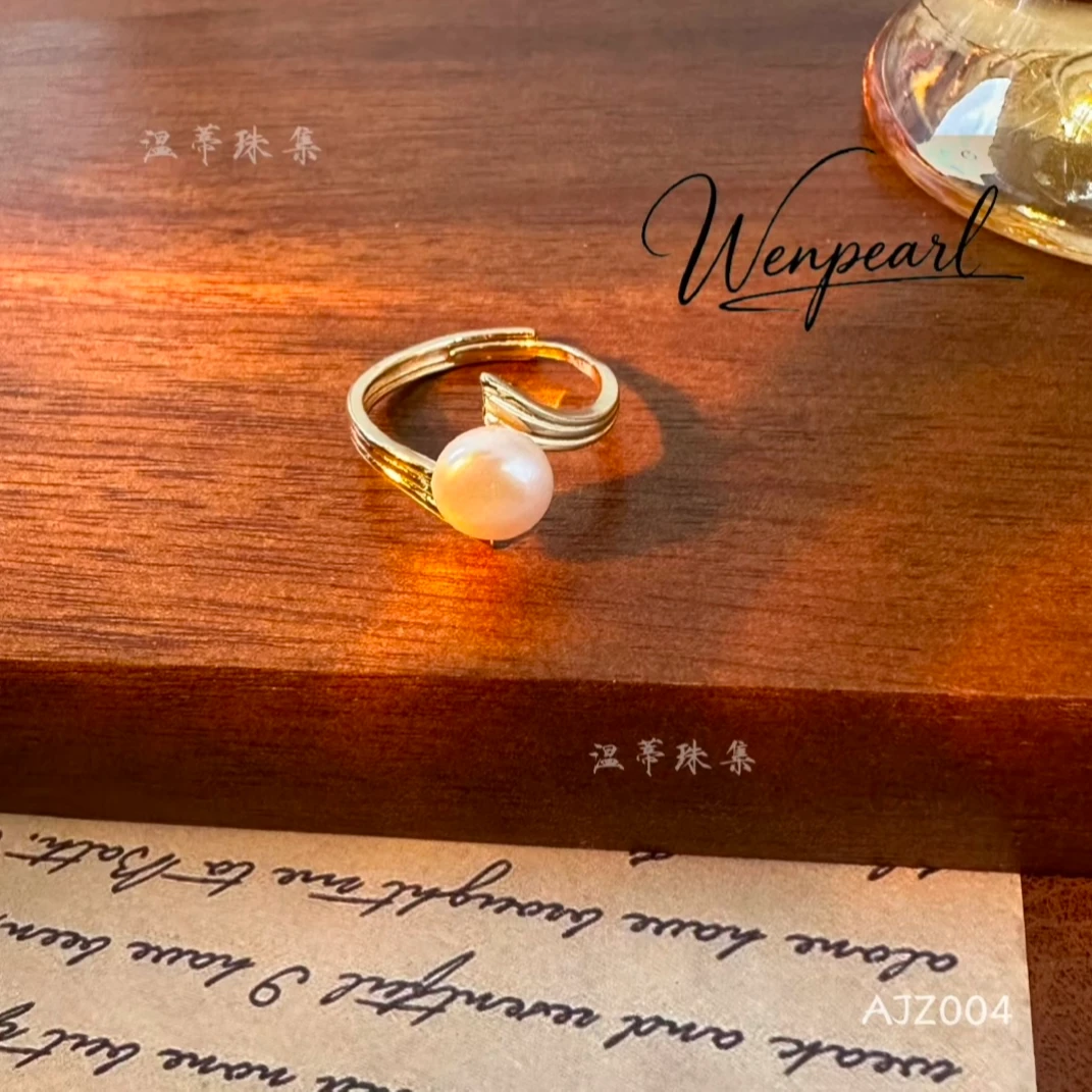 AJZ004【珠落金漪】天然淡水珍珠戒指