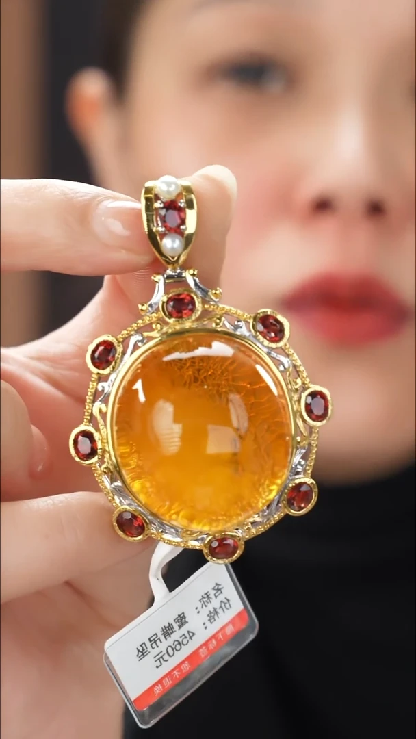 琥珀颈饰未镶嵌精品大吊坠