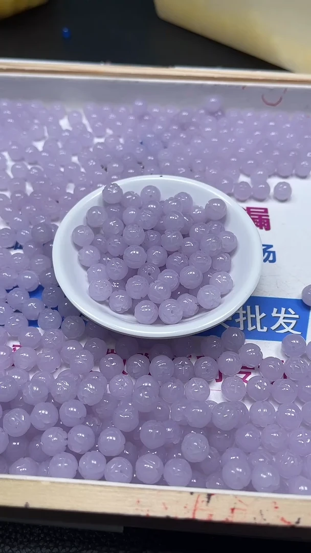 未镶嵌散珠玛瑙/玉髓A1651 冰 紫莲花珠10mm10个12元