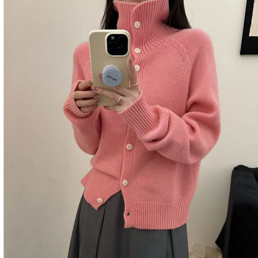 2025春[8810]无缝一体高领开衫羊毛衫