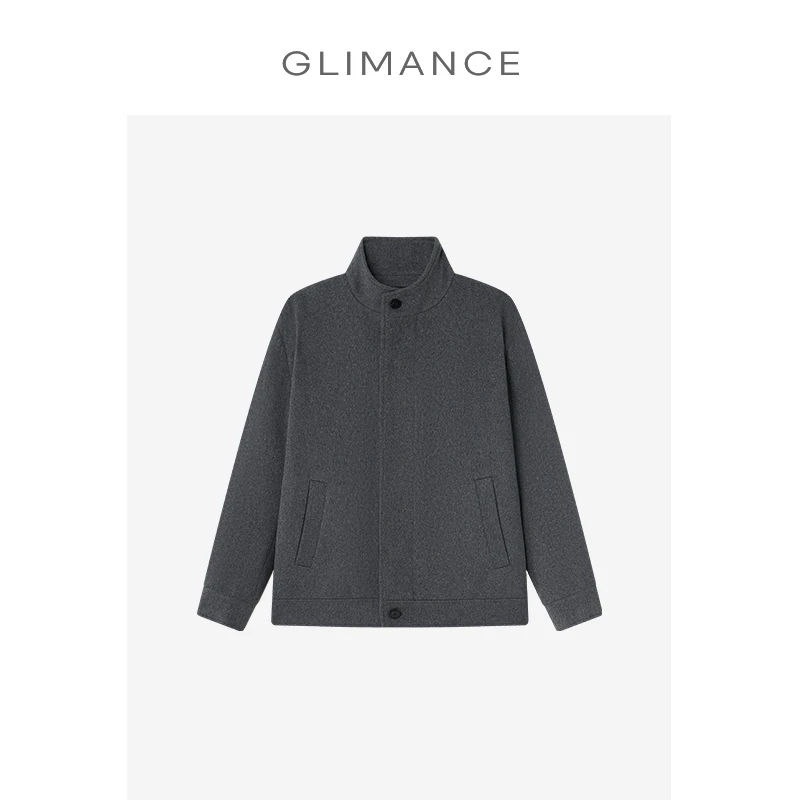 GLIMANCE（GLME）意式立领纽扣50羊毛休闲夹克/正肩显瘦/可翻领设计