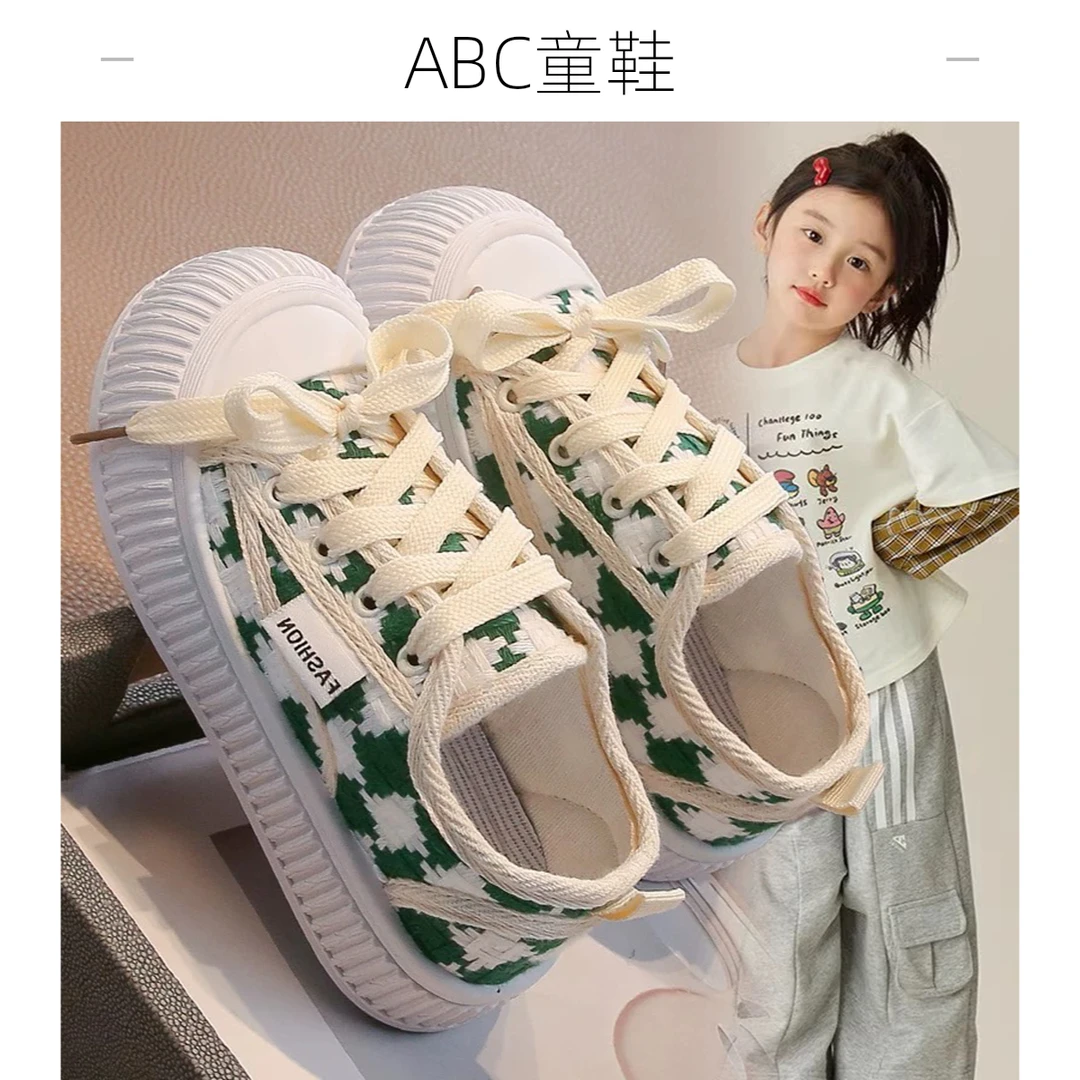 ABC儿童帆布鞋2025春秋新款女童鞋子软底百搭休闲运动鞋洋气潮鞋