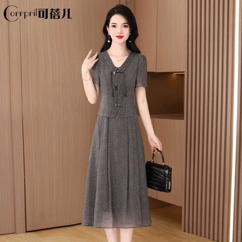 【可蓓儿】2025新款女夏十三行轻奢高级感女人味正式场合腰裙连衣裙