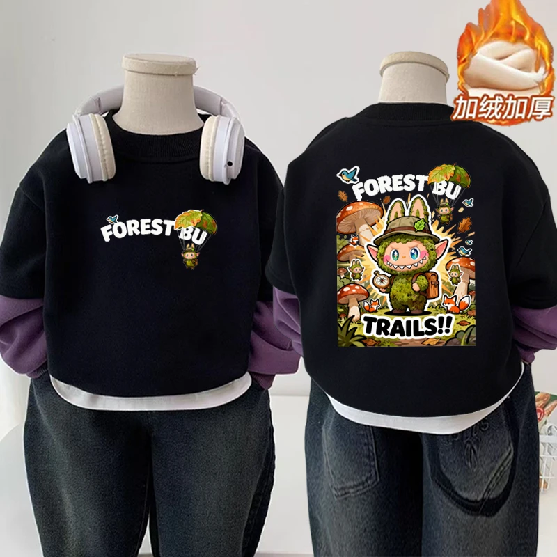 男童拉布秋装假两件卫衣2025新款儿童打底衫上衣男孩韩版长袖秋冬