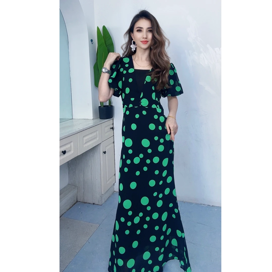 9929【美上简】新款时尚气质小碎花法式显瘦女装连衣裙