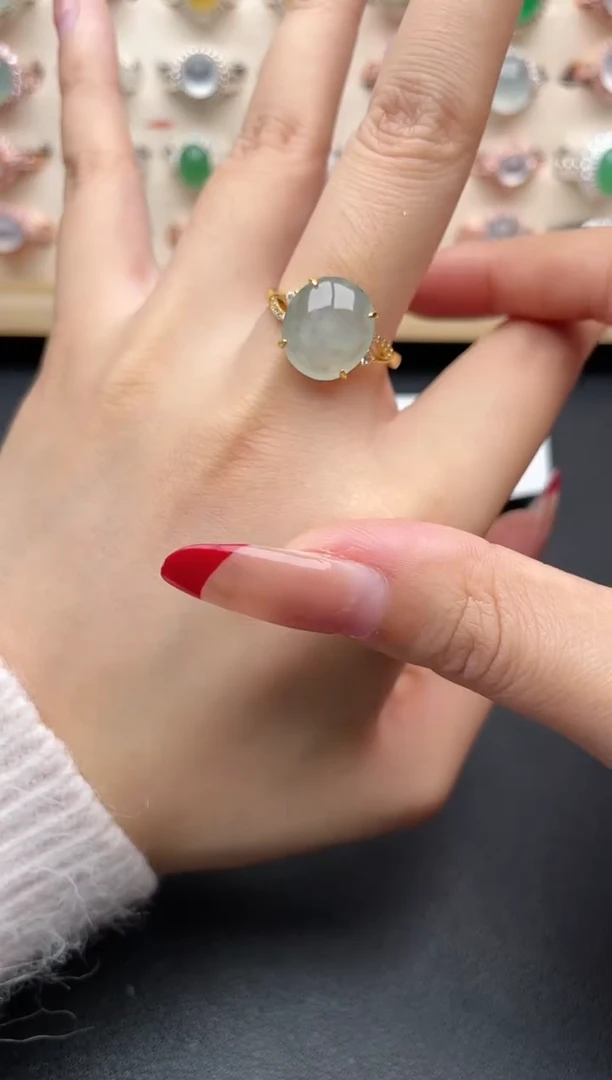 【闪购商品】翡翠戒指银S925镶嵌一物一证一礼盒