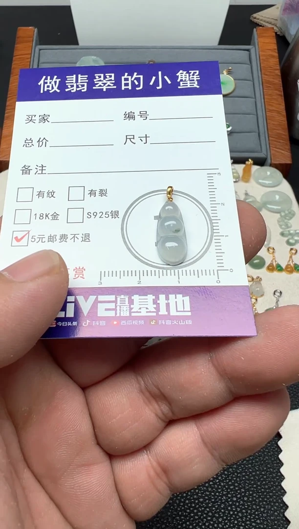 颈饰18K金镶嵌翡翠（33号链接）纯天然缅甸翡翠a货豆子吊坠