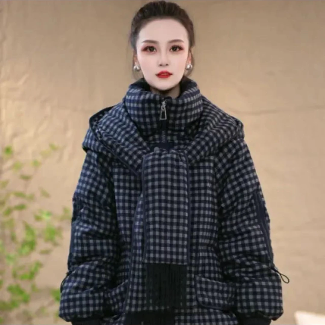 【YY-6105】原版正品新款围巾连帽百搭时尚宽松保暖白鸭绒羽绒服