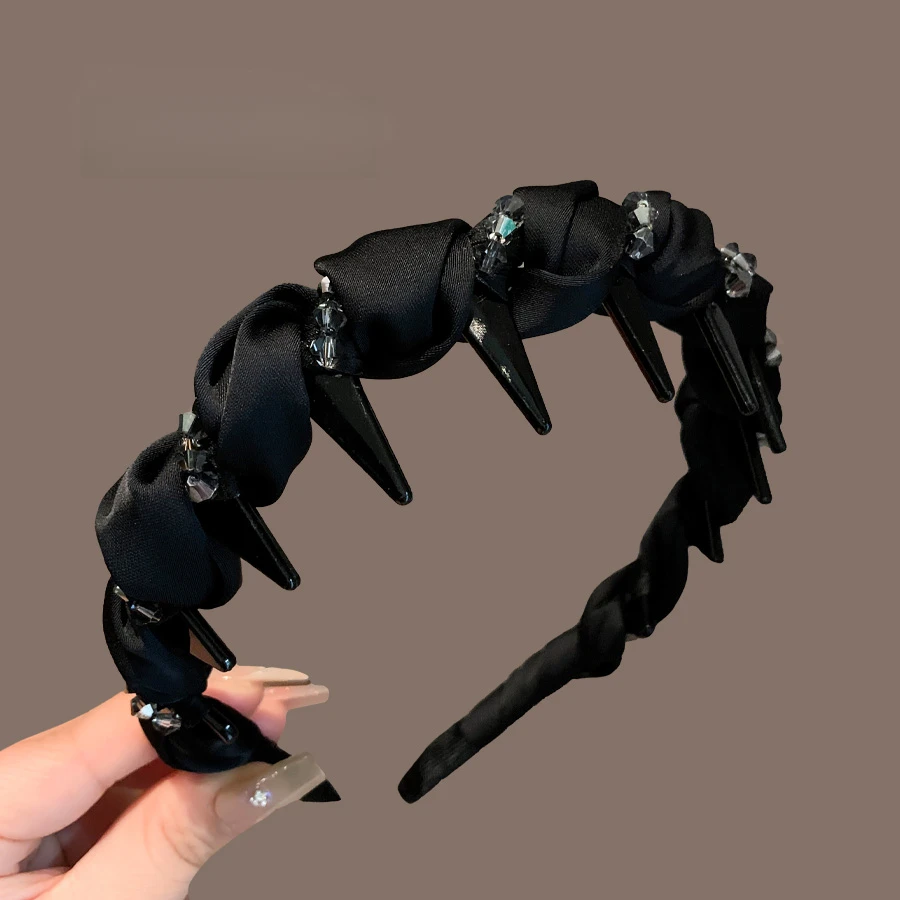 水晶发箍女2025年新款褶皱高颅顶麻花辫头箍高级感压发防滑发卡子