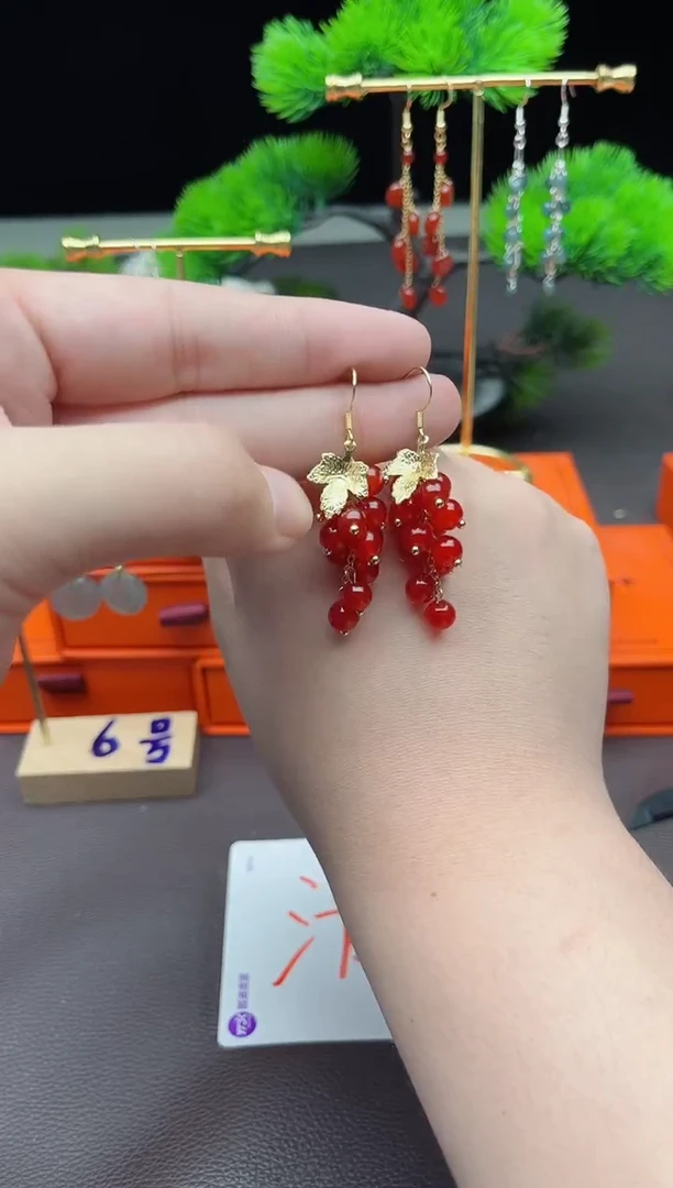 玛瑙/玉髓耳饰银S925镶嵌207