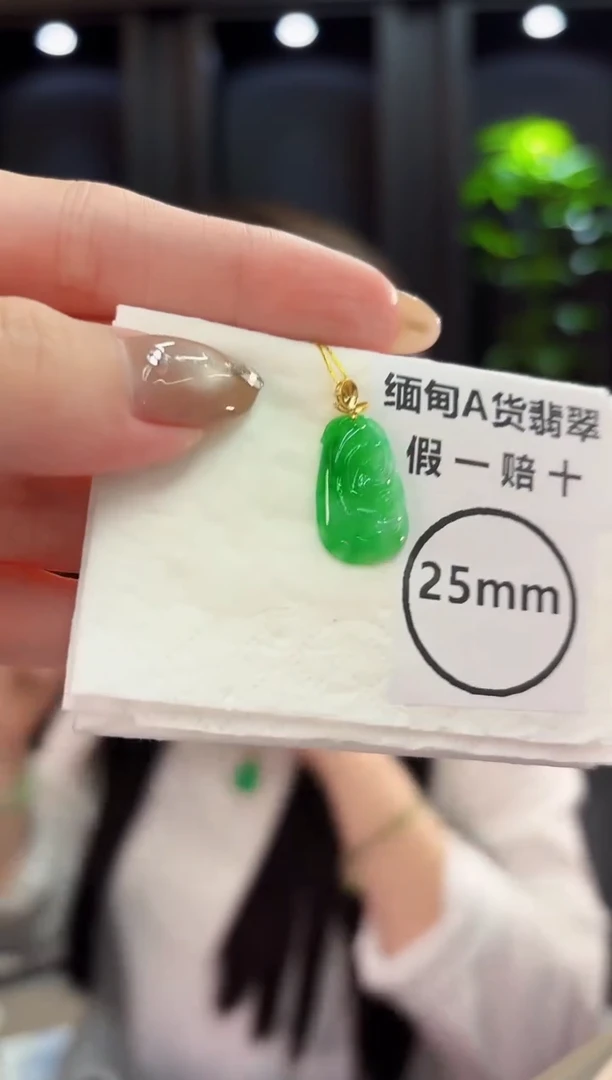 翡翠18K金镶嵌颈饰缅料A货/支持复检/一件