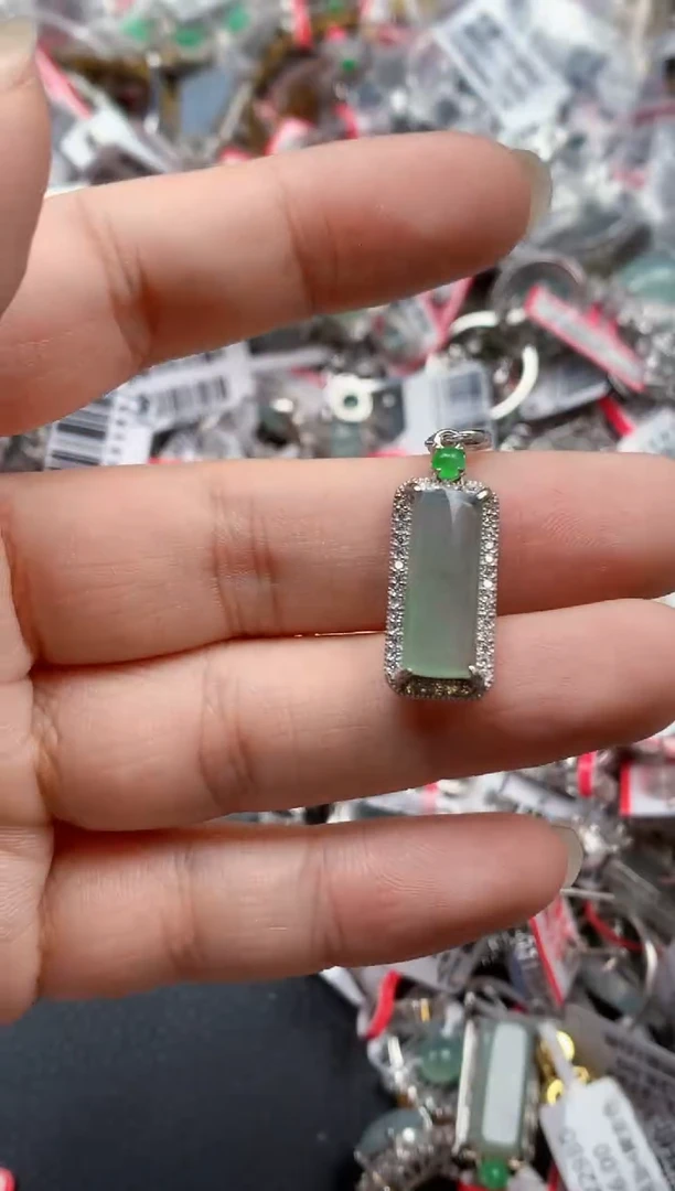 银S925镶嵌戒指翡翠天然A货缅甸翡翠