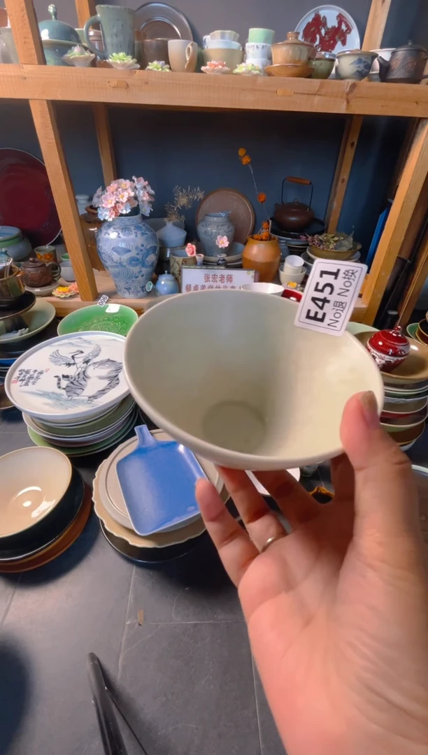 瓷片李*e451茶青斗笠米饭碗福利