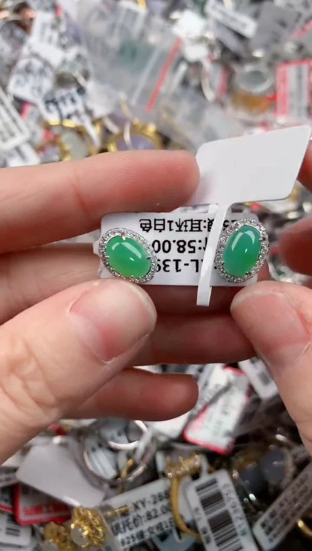 银S925镶嵌戒指翡翠22          3