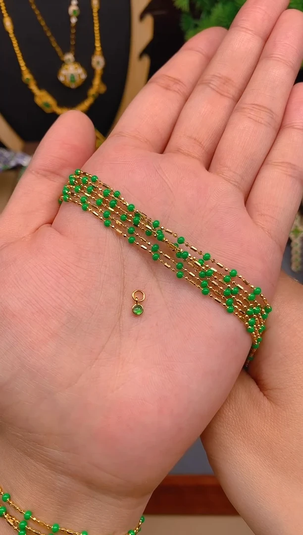 【闪购商品】翡翠吊坠(不含链)银S925镶嵌金色碎银几两项链1条