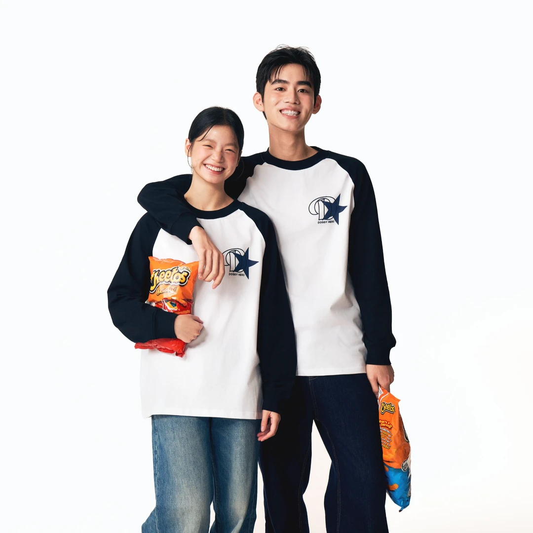 DOGGYHERO原创拼色插肩袖男女同款宽松休闲百搭长袖上衣情侣情侣