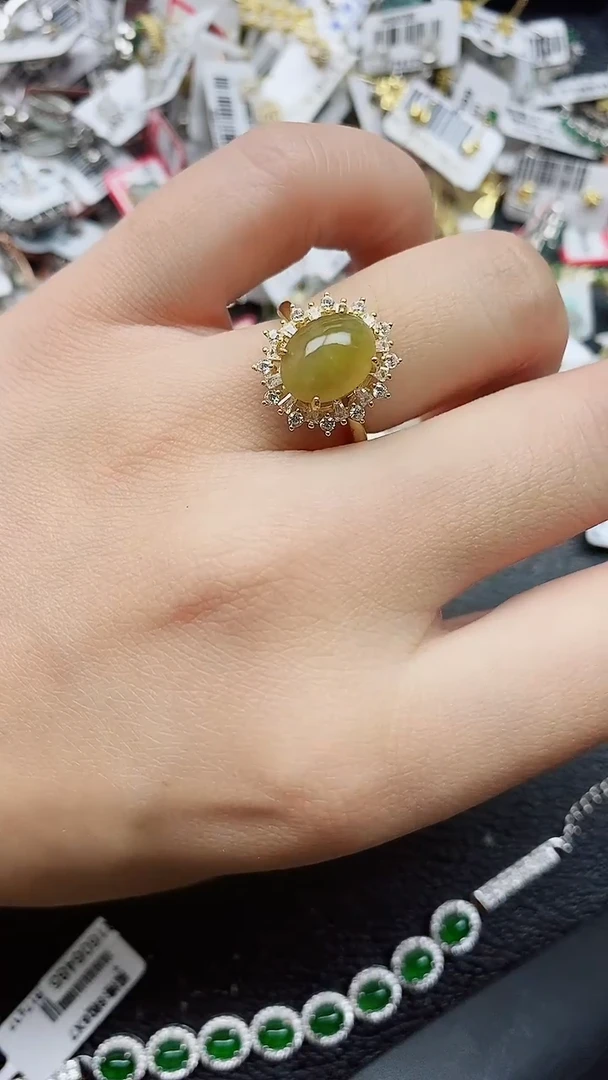 银S925镶嵌戒指翡翠1