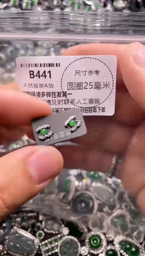 翡翠未镶嵌颈饰B441耳钉