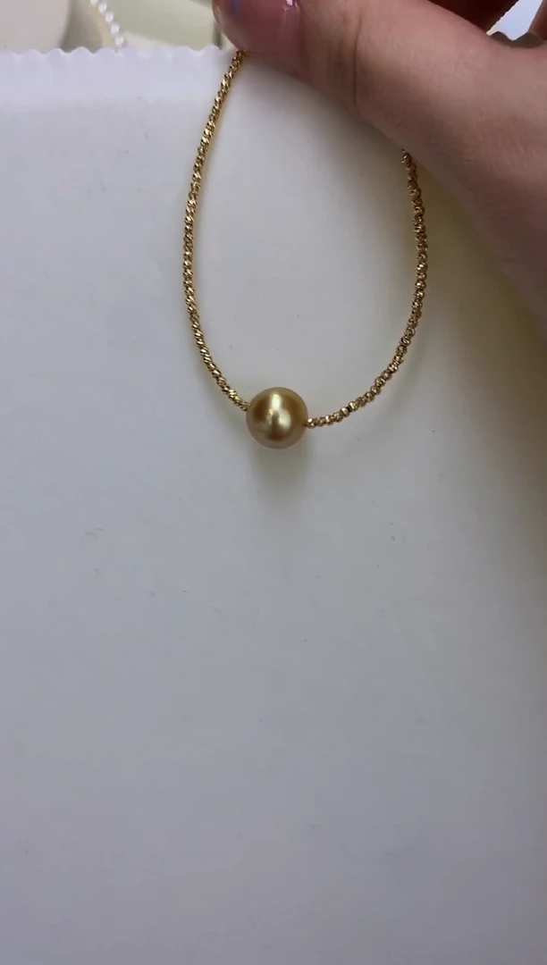 18K金镶嵌DA海水珍珠 金珠手链10-11MM GD146