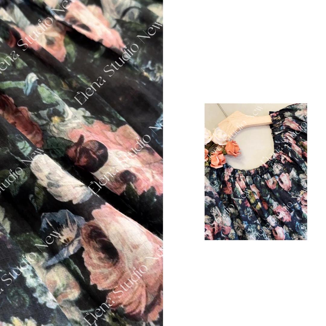 大甜甜【清迈花园】设计感精致碎花短袖百搭气质短袖宽松T恤