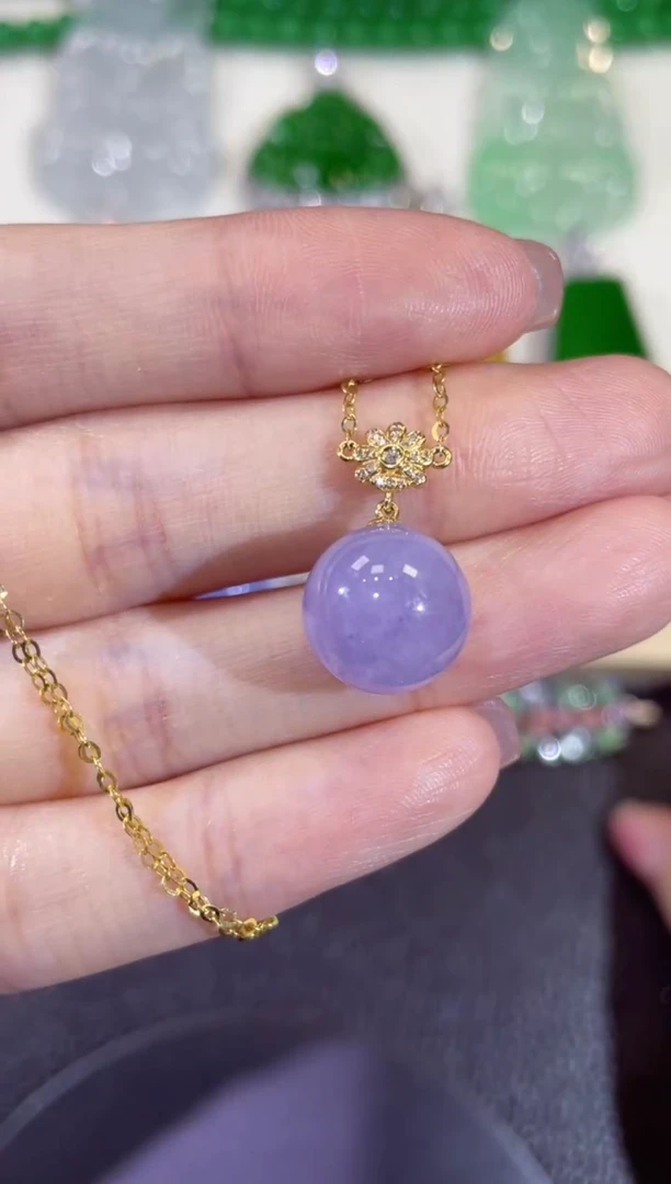 翡翠18K金镶嵌颈饰团购11