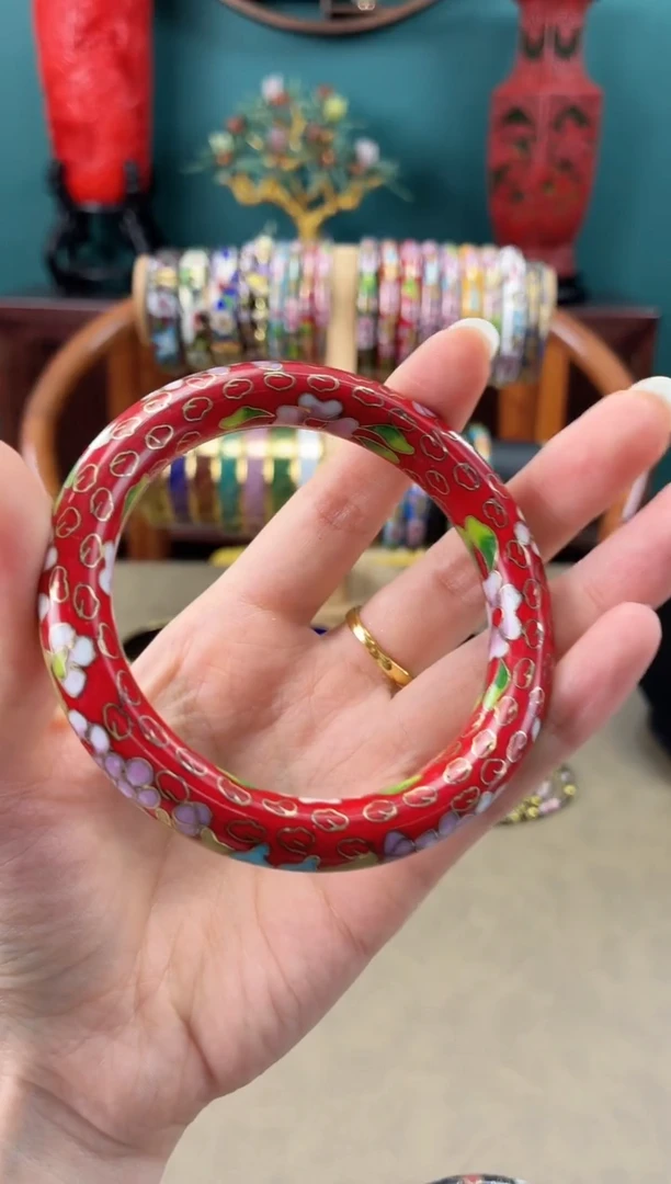 景泰蓝公主镯 56-60可戴/1.2粗版 红色