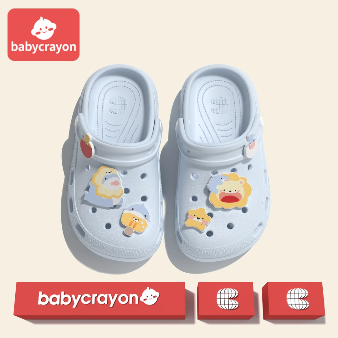 babycrayon奇点儿童拖鞋中大童夏季新款室外可爱卡通洞洞鞋男童