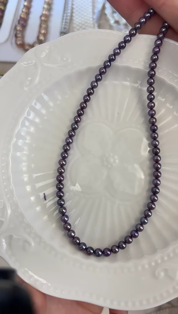 项链银S925镶嵌淡水珍珠妖紫毕业级