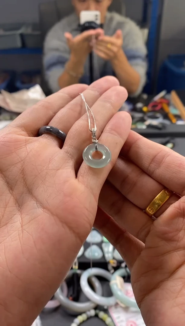 颈饰银S925镶嵌翡翠二*呀0215753132