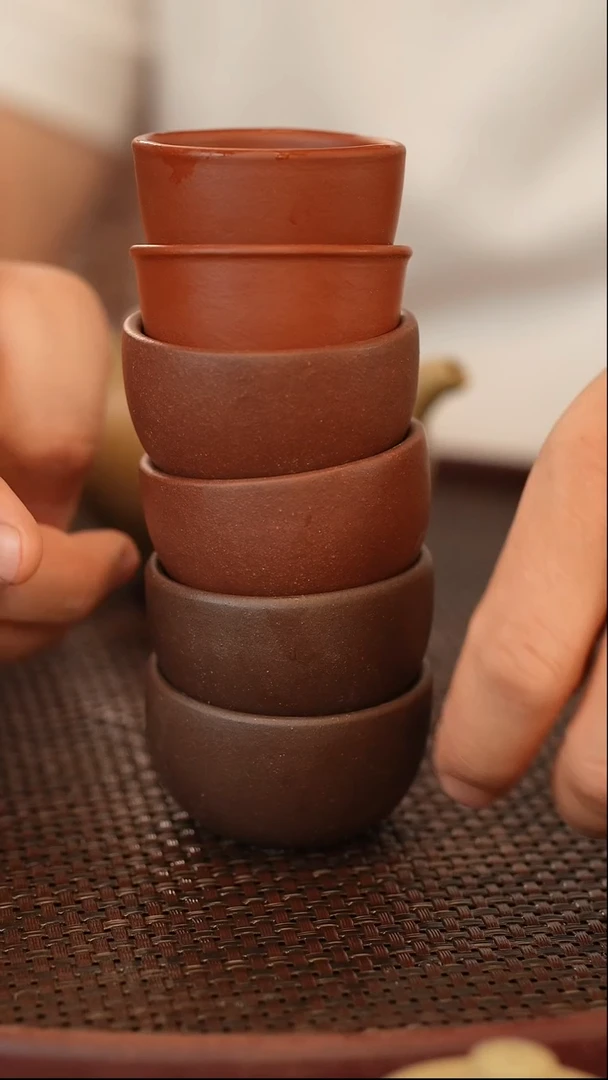 茶壶紫砂六个杯子 俩大红袍口杯 俩紫泥杯子 俩紫