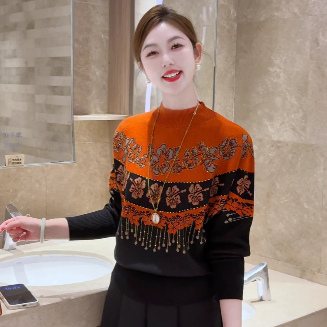 【秋烬灼华】2025秋冬新款抗起球针织毛衣含绵羊毛保暖简约套头气质