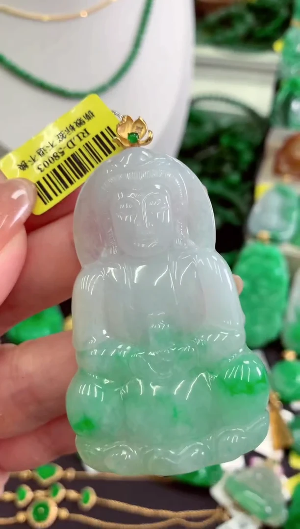 翡翠18K金镶嵌吊坠(不含链)挂件