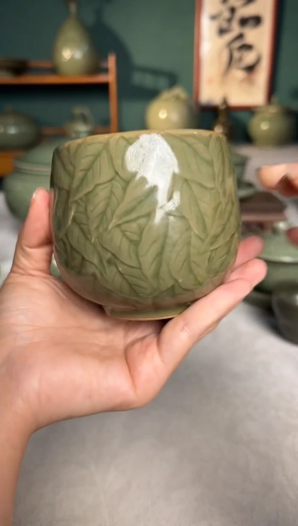其他耀州窑秘色千叶大缸杯二级福利