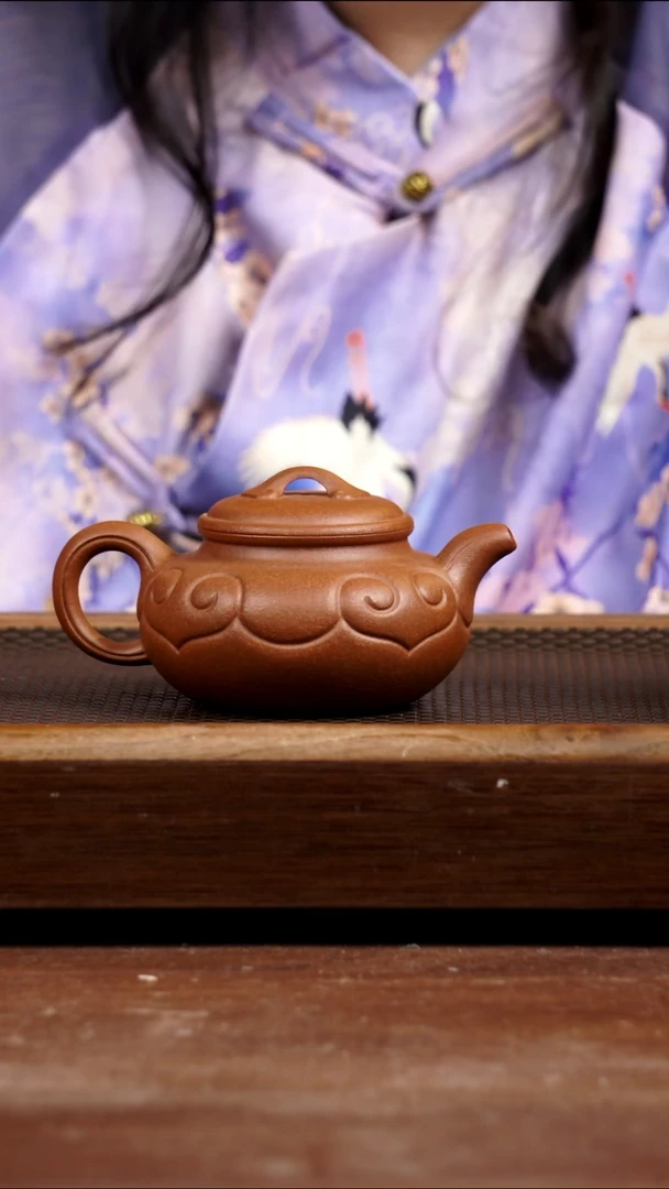 茶壶紫砂桃花泥仿古如意230CC