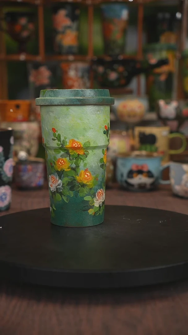 紫砂油画手绘釉下彩