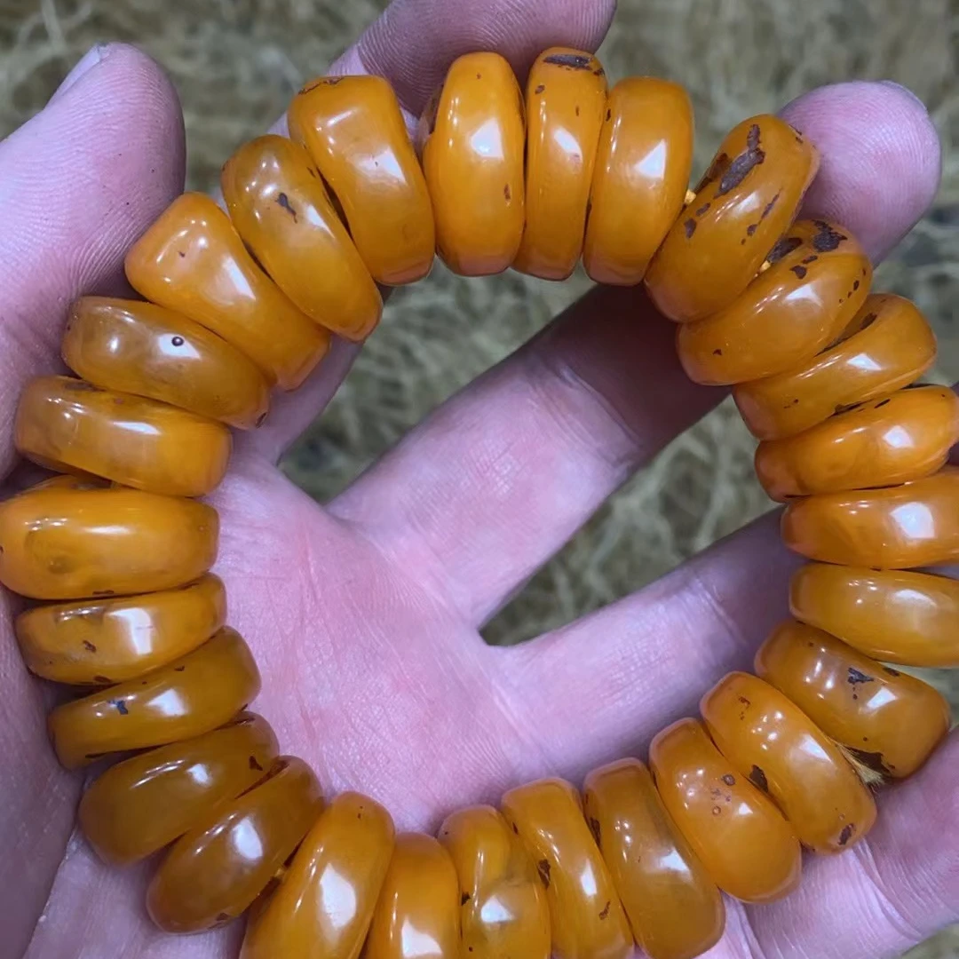 蜜蜡老蜡药片手串（杰起臻选）