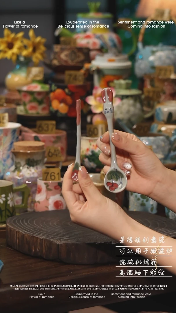 陶瓷随机景德镇高温釉下彩绘设计师款式