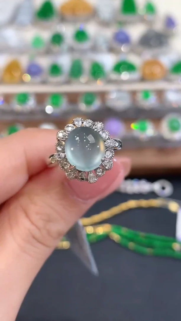 18K金镶嵌戒指翡翠a50 多样性一件发货