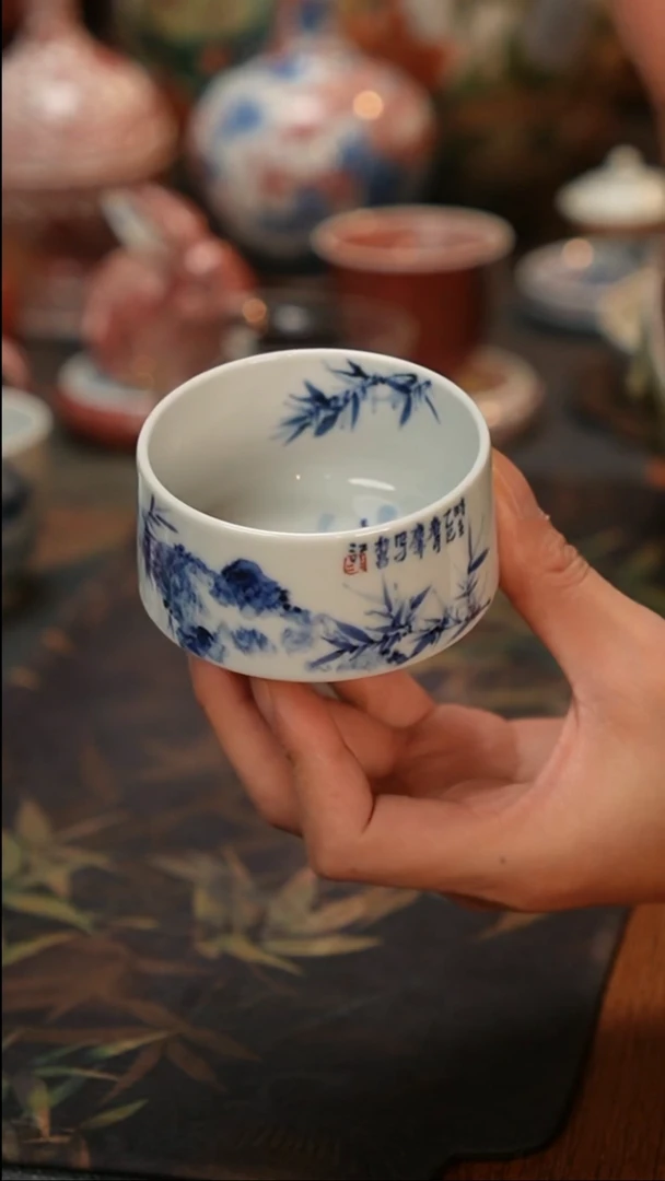 康亭守艺竹石水洗杯