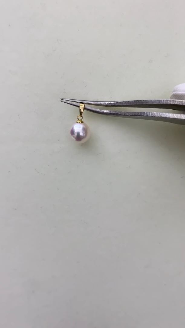 18K金镶嵌DA海水珍珠 GD152 akoya吊坠8-8.5MM