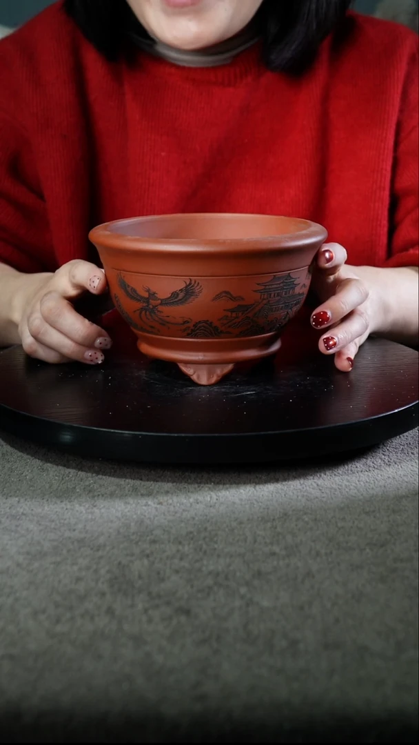 宜兴紫砂花盆小盆