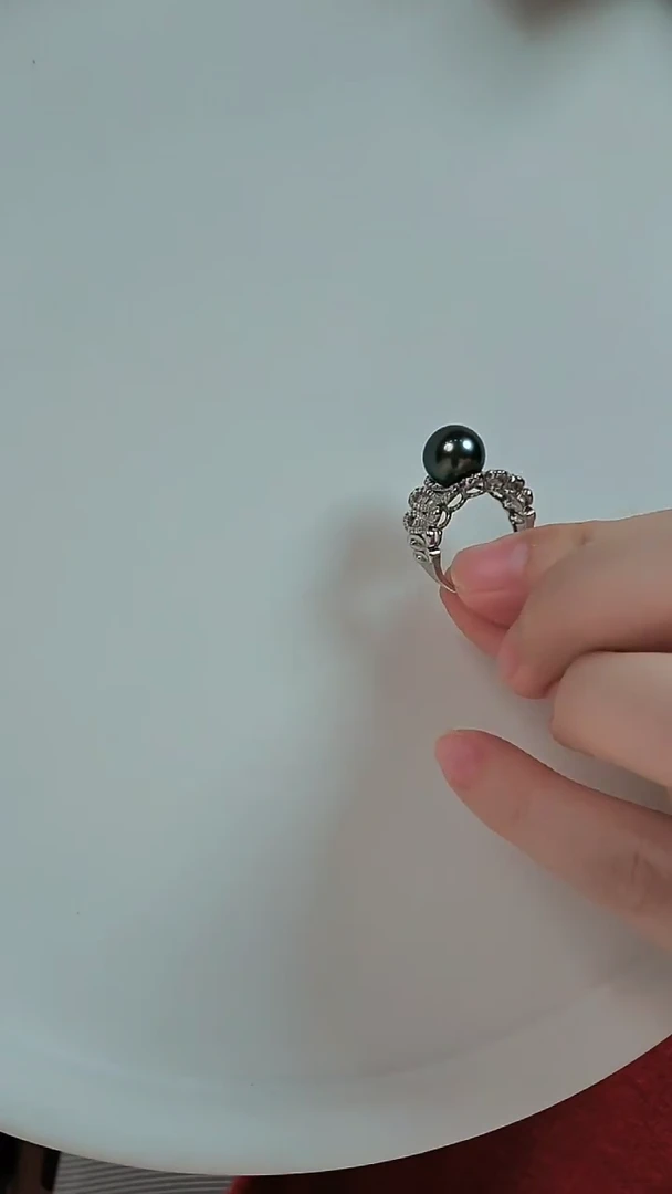 【闪购商品】海水珍珠戒圈银S925镶嵌大溪地戒指