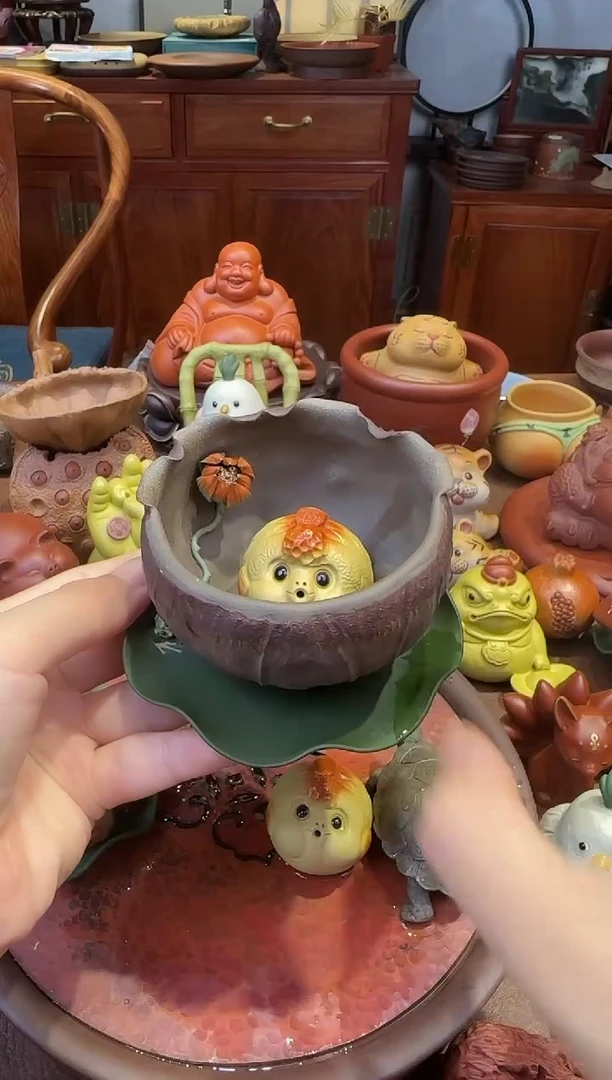 紫砂茶宠泡泡鱼三件