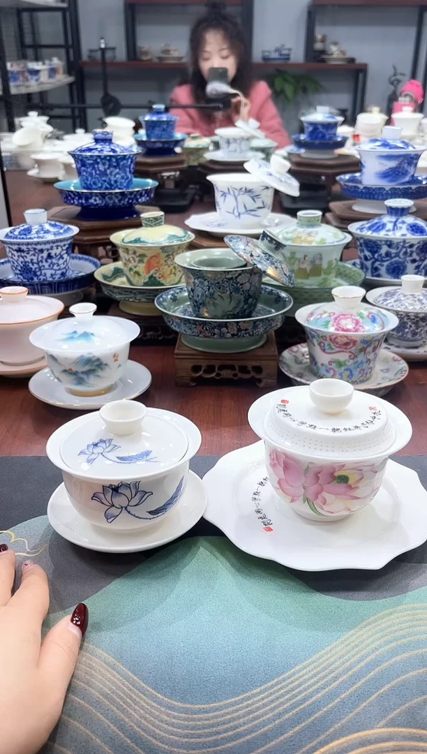 【闪购商品】元宝荷花盖碗+360度出水荷花悬停盖碗