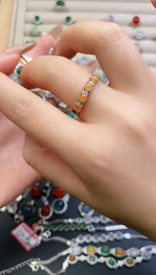 银S925镶嵌戒指翡翠0