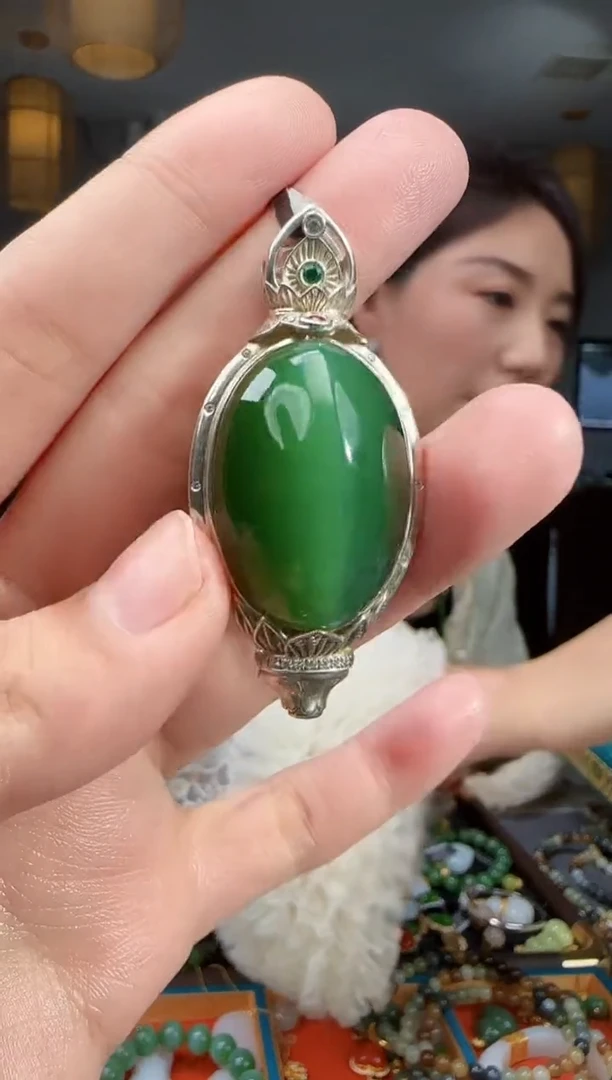 吊坠(不含链)银S925镶嵌和田玉1